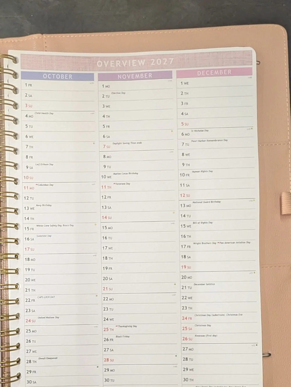 2026 Pink Spiral Planner with Sticker Sheet And Vegan Leather Case